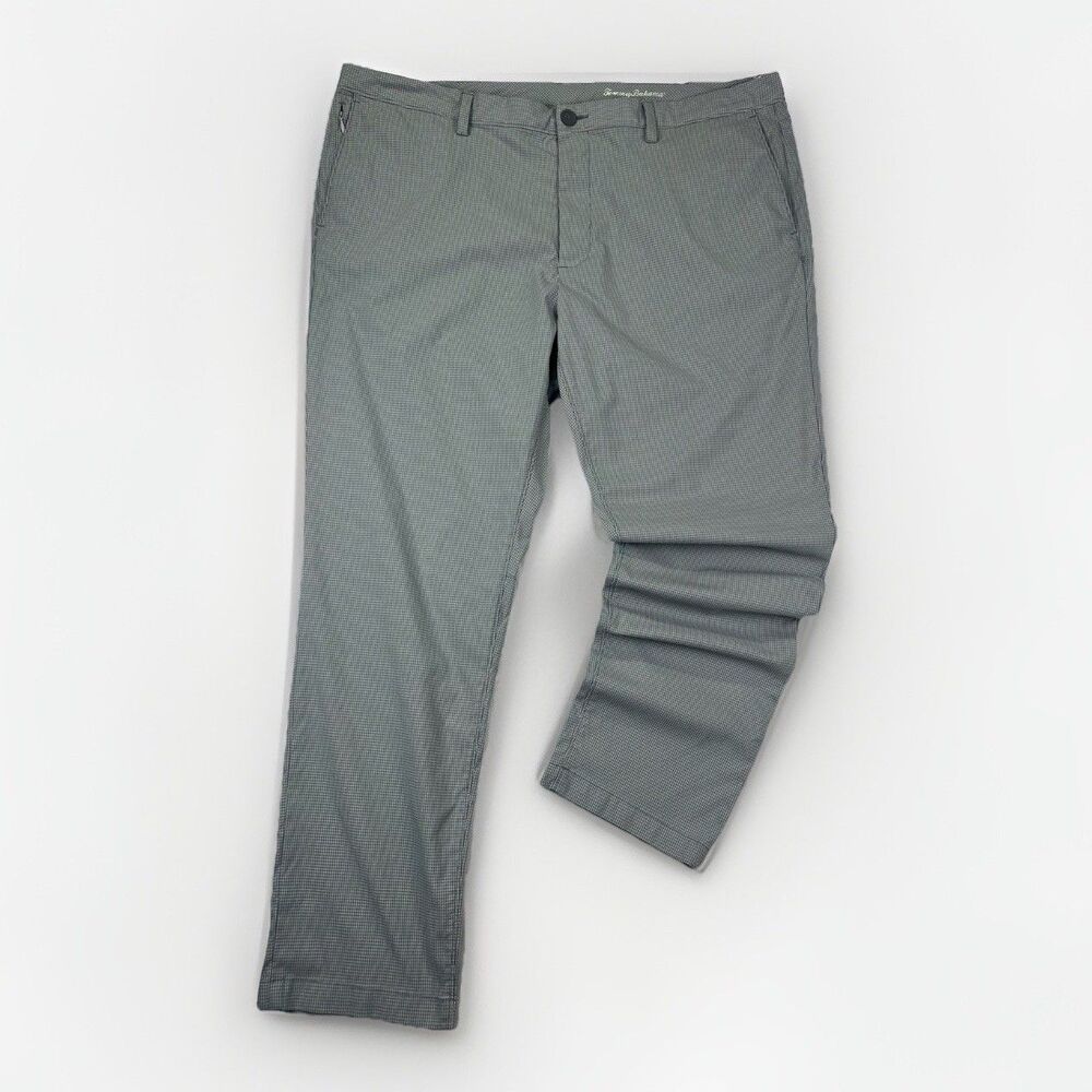 Tommy Bahama Mens Sz 42 Performance‎ Stretch Pants Gray Micro Check Golf Travel